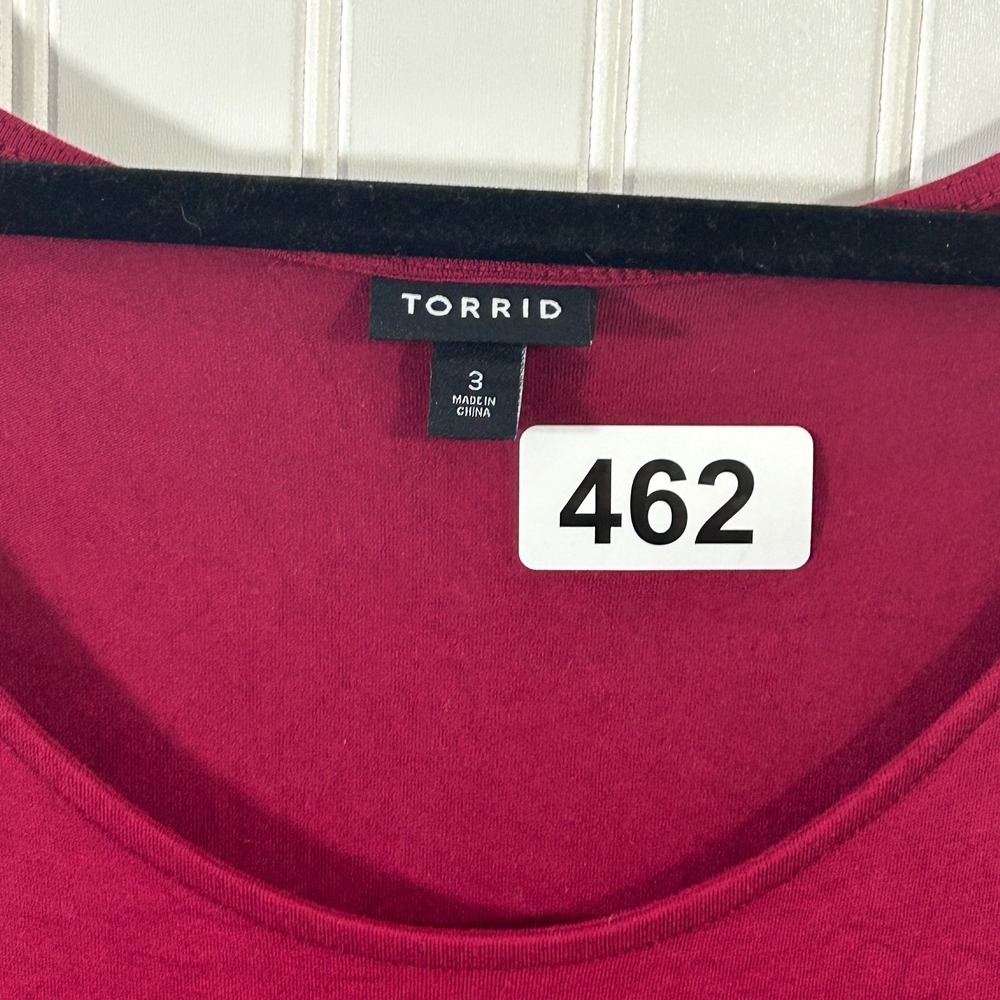 Torrid Cold Shoulder Jersey Skater Dress Tie Sleeve 3X Red Wine Swing Soft - Picture 3 of 6